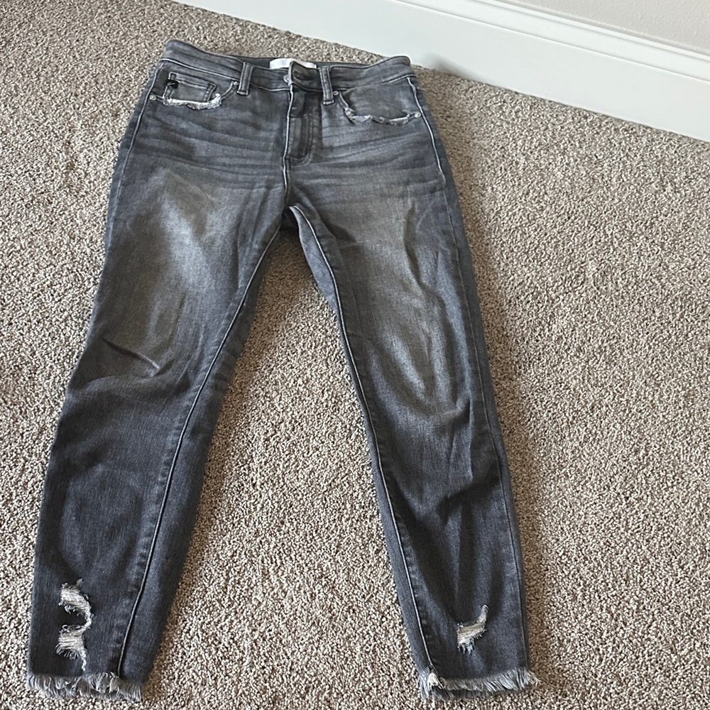 Kancan Women's Distressed Gray Jeans